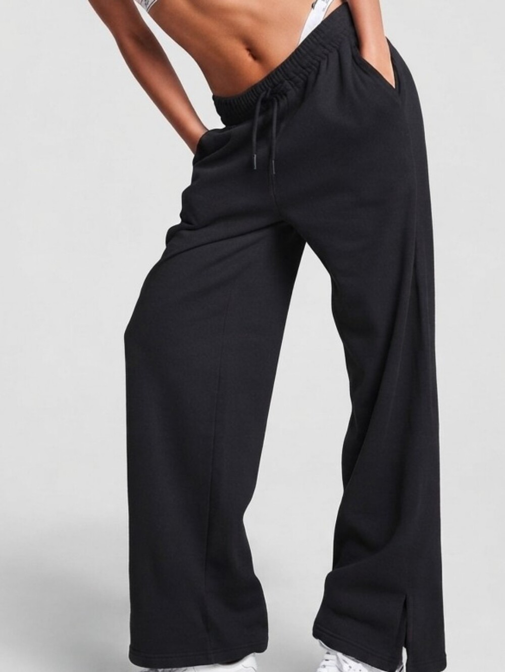 VS PINK Campus Fleece Wide-Leg Split-Hem Sweatpants Sz Med NEW
